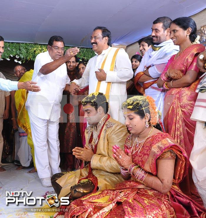 Chiranjeevi at Ahuti Prasad\'s son\'s wedding