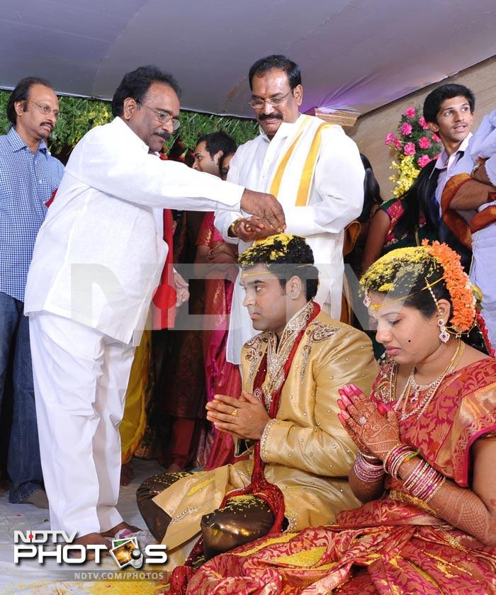 Chiranjeevi at Ahuti Prasad's son's wedding