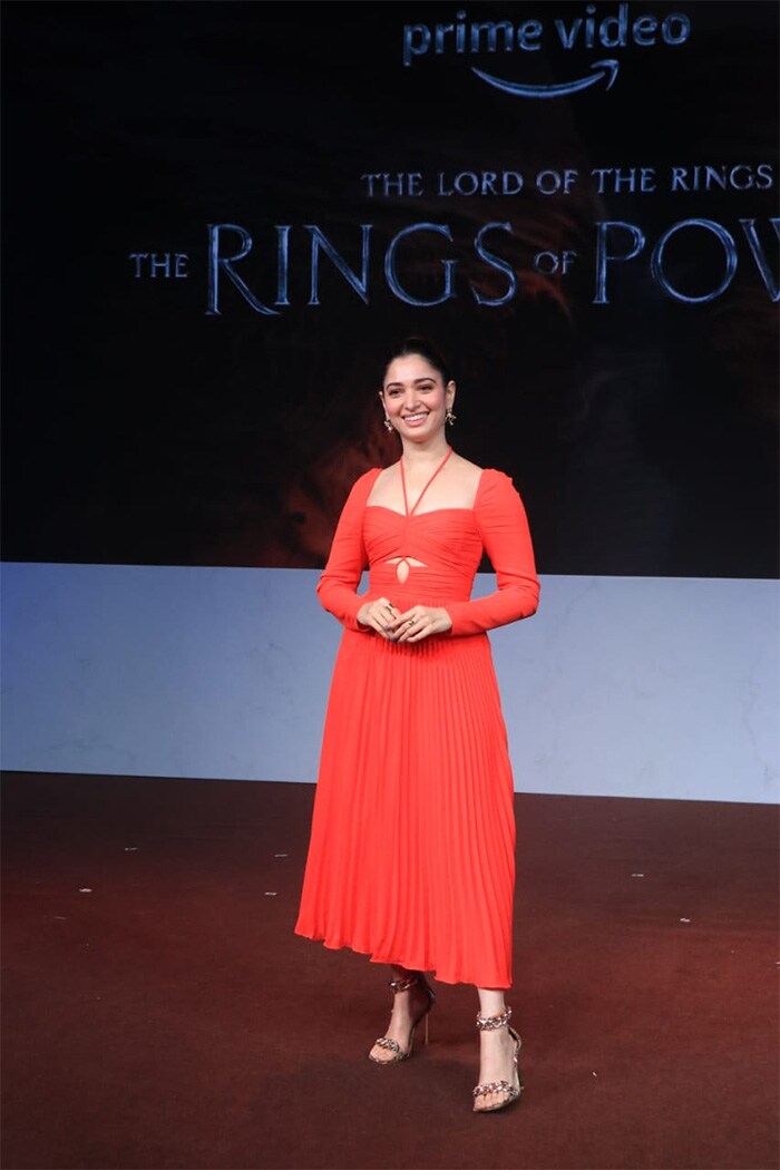 Tamannaah looked pretty in a red ensemble.