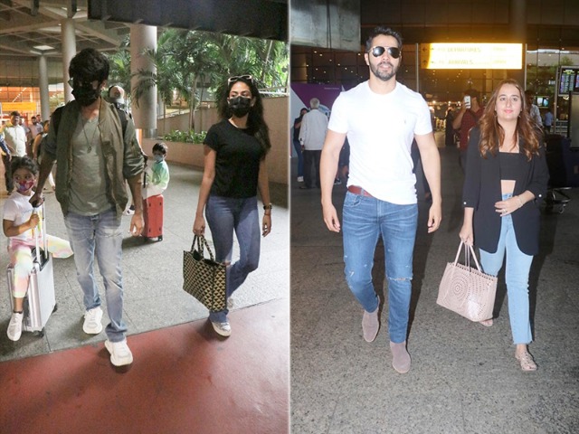 Couple Spotting: Shahid Kapoor-Mira Rajput And Varun Dhawan-Natasha Dalal At Airport
