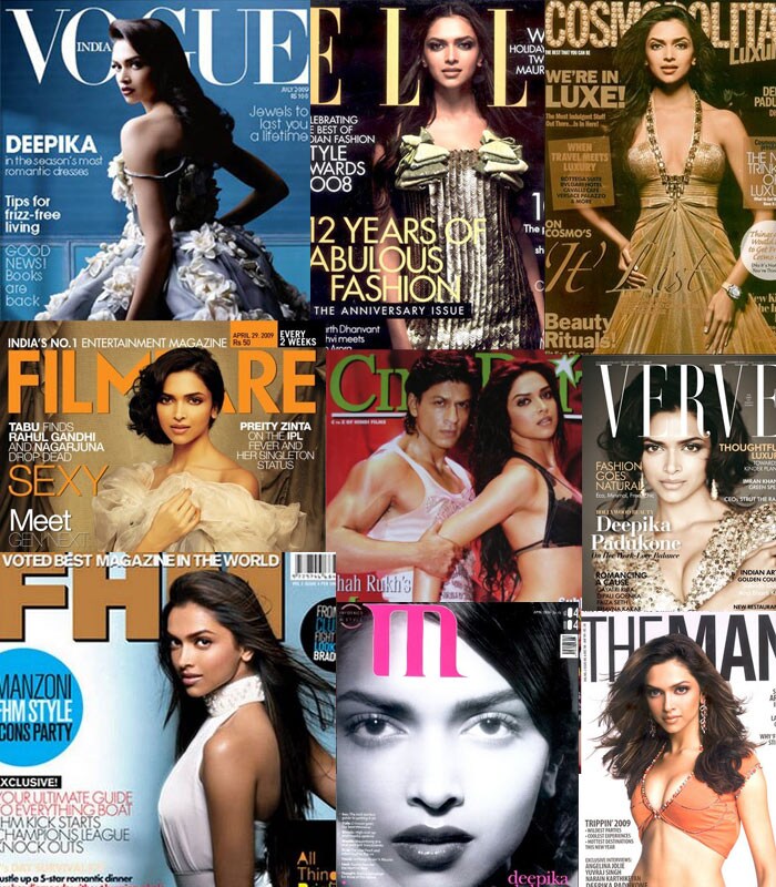 Deepika's dusky beauty and star quality made her the cover girl of choice for leading magazines including Vogue, Cosmopolitan, L'Officiel, Elle and FHM.<bR><Br><b>Pics</b>:<b><a href="http://movies.ndtv.com/PhotoDetail.aspx?ID=8657" ;="" style="color: rgb(0, 51, 153);">Bollywood's Top Cover Girls</a></b>