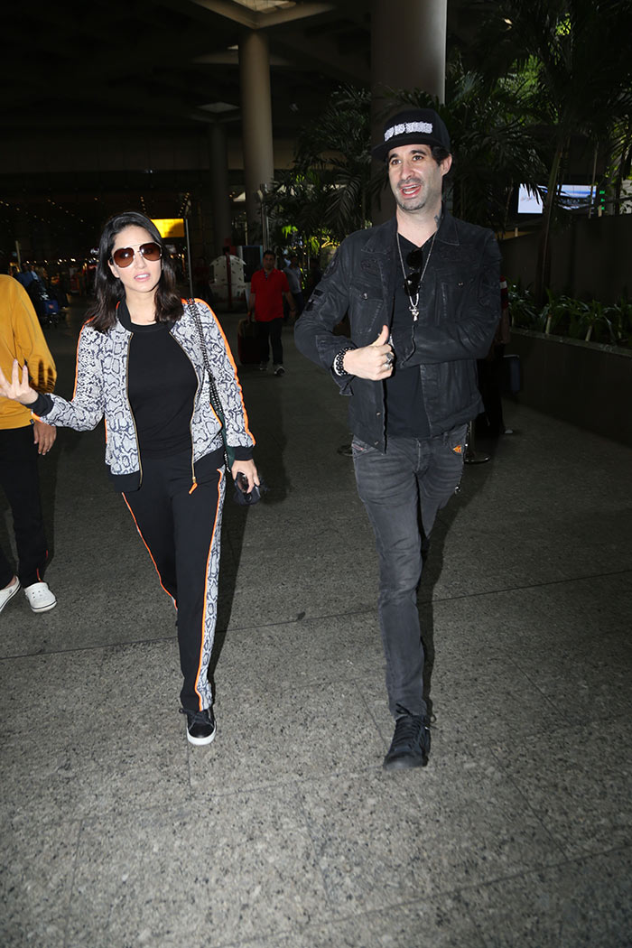 Sunny Leone was photographed with her husband Daniel Weber.