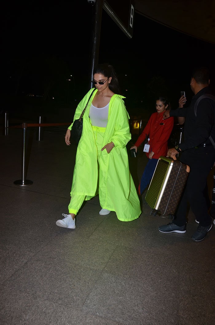 Deepika Padukone Makes Neon Splash At The Airport