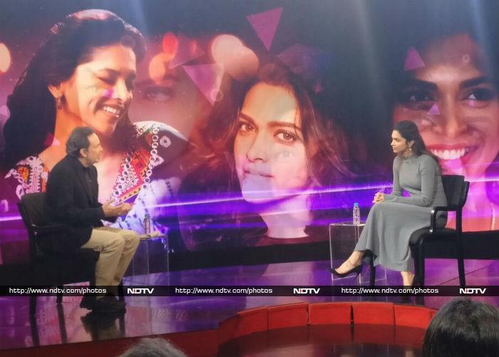 Actress Deepika Padukone was in New Delhi to be a part of NDTV's <i>India Questions</i> programme with Dr Prannoy Roy on Monday. Her Live Love Laugh Foundation, which aims to create awareness about mental health, completed a year today. Image Courtesy: Chayan Rastogi