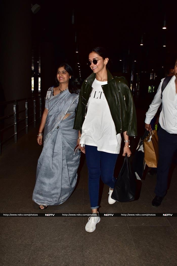 Deepika Padukone touched down from Bengaluru (her hometown) recently and was spotted at the Mumbai airport looking super chic in casual wear. She styled her airport look with picks from Valentino.