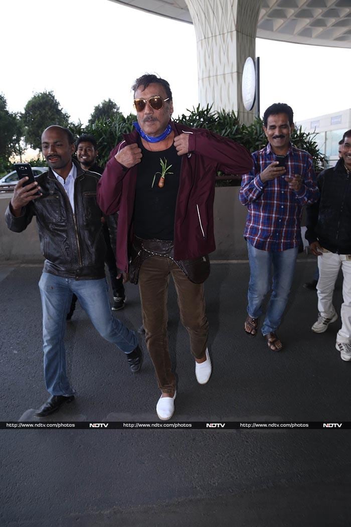 Hard to match Jackie Shroff's airport swag.