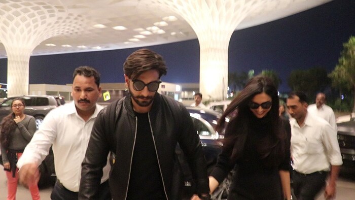 Deepika Padukone and Ranveer Singh were spotted at the Mumbai airport in the wee hours of Sunday. The couple reportedly flew out for their honeymoon.