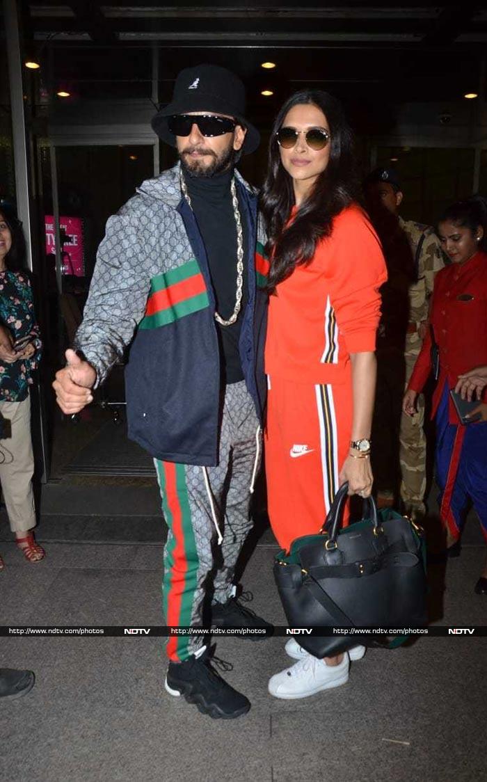 Ranveer Singh And Deepika Padukone Set Airport Style Goals