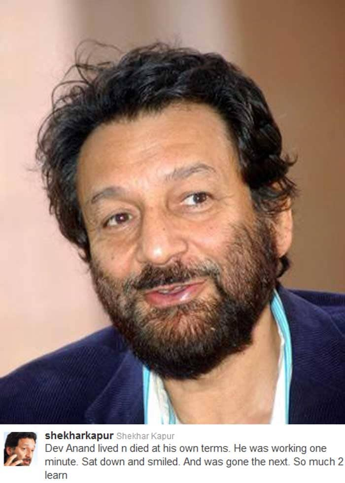 <b>Shekhar Kapur:</b> Dev Anand lived n died at his own terms. He was working one minute. Sat down and smiled. And was gone the next. So much 2 learn