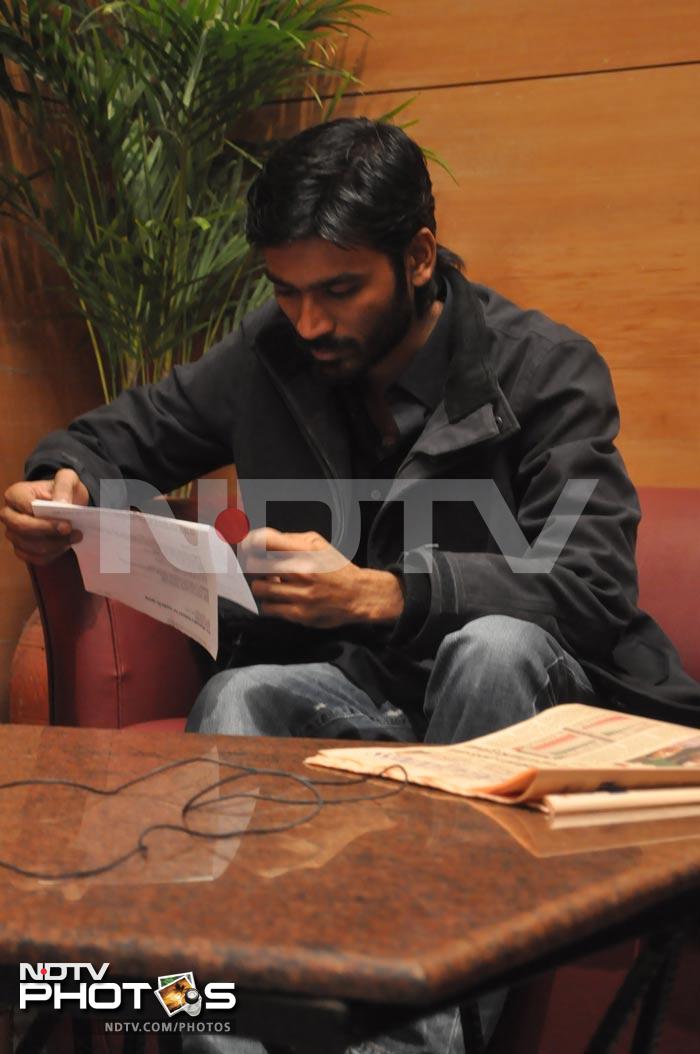 Dhanush is busy reading.<br><BR>Photo Courtesy: Niharika Jha