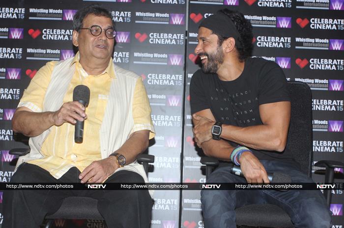 Meanwhile, Farhan Akhtar visited Subhash Ghai's Whistling Woods International Film School to deliver a lecture. Farhan was dressed in casuals.