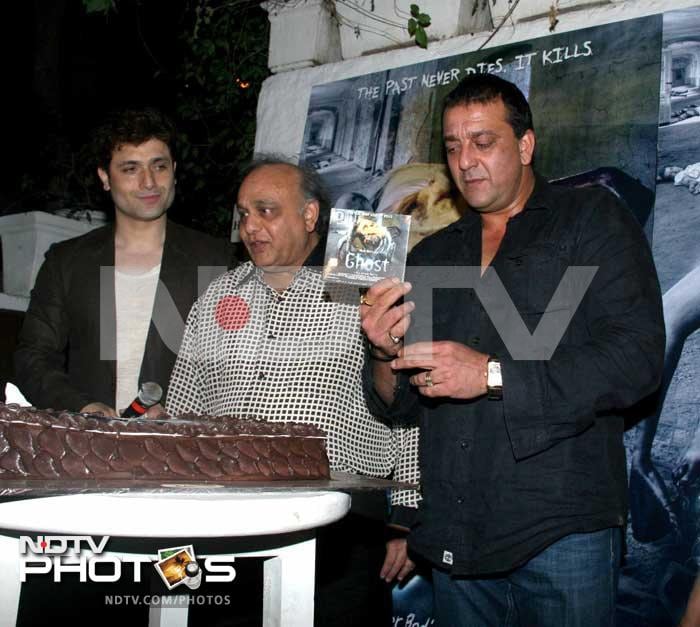 Actor Sanjay Dutt was spotted at the music launch of the film <i>Ghost</i>, along with film's lead actor Shiney Ahuja and producer, Bharat Shah.