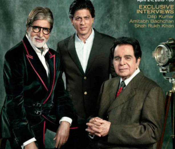 In April 2013, Dilip saab and fellow superstars Amitabh Bachchan and Shah Rukh Khan appeared together on the cover of Filmfare magazine to mark 100 years of Indian cinema.