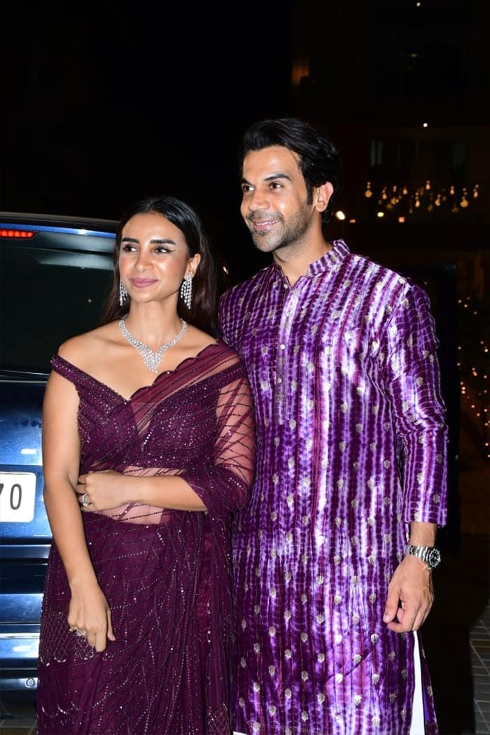 Patralekhaa and Rajkummar Rao twinning and winning in purple at Bhumi Pednekar's Diwali party. (Image courtesy: Varinder Chawla)