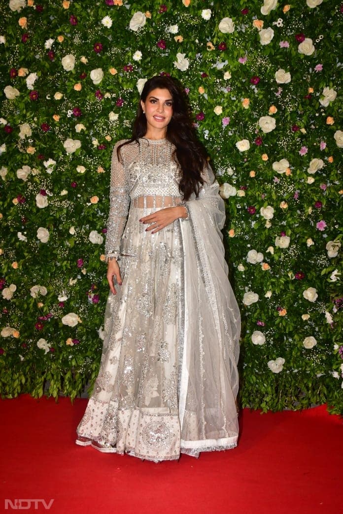 Jacqueliene Fernandez made heads turn in a sheer grey lehenga (Image Courtesy: Varinder Chawla)