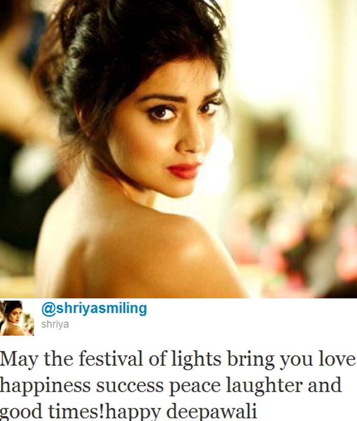 <b>Shriya Saran</b>: May the festival of lights bring you love happiness success peace laughter and good times!happy deepawali