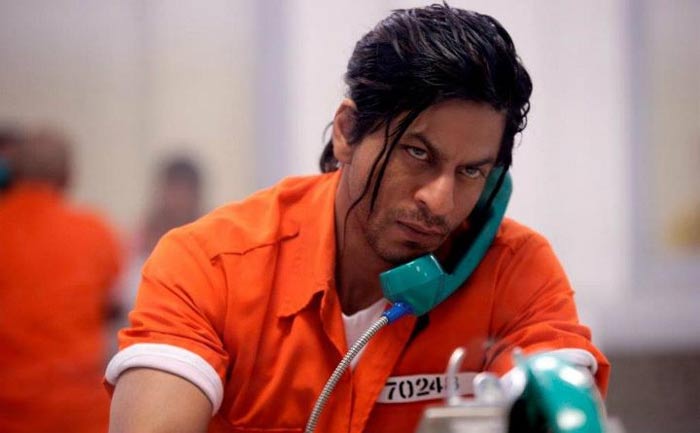 Don (Shah Rukh Khan) on the phone.