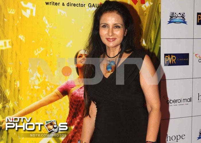 Poonam Dhillon dresses up her black ensemble with a statement necklace.