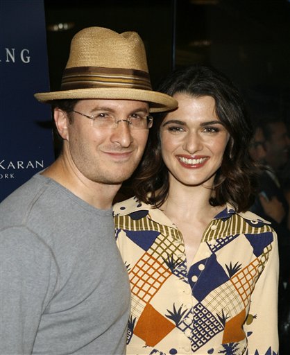 Director Darren Aronofsky, left, and actress Rachel Weisz arrive at the premiere of Evening.