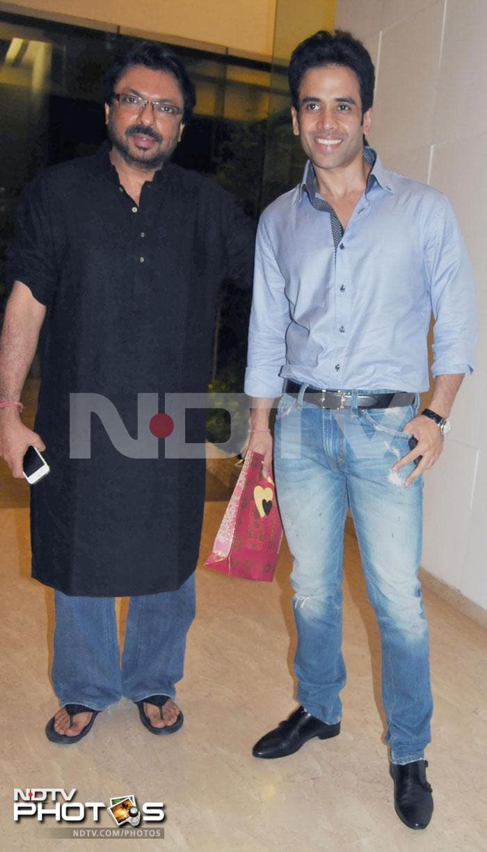 Sanjay Leela Bhansali and Tusshar Kapoor at the party.