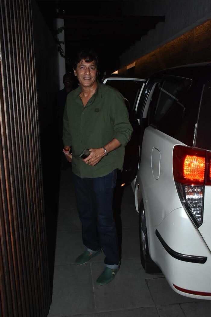 Dressed in olive green shirt, Chunky Pandey attended the bash