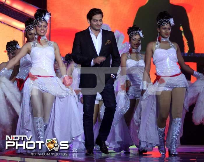 Dancers welcome designer Raghavendra Rathore who was one of the jury members at the pageant.