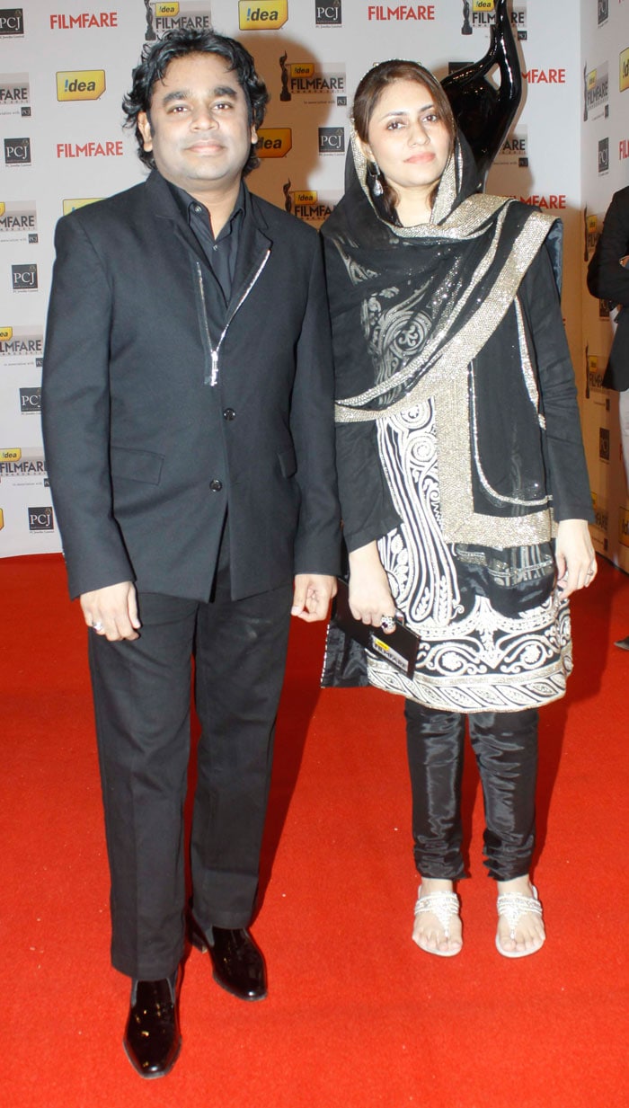 Music maestro AR Rahman with his wife Saira on the red carpet.