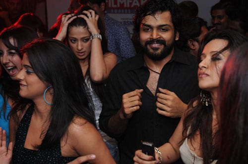 Venkatesh along with other co-stars enjoying the evening.