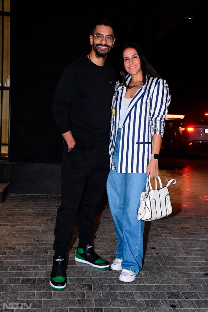 Angad Bedi's plus one for his film's screening was wife Neha Dhupia. (Image courtesy: Varinder Chawla)