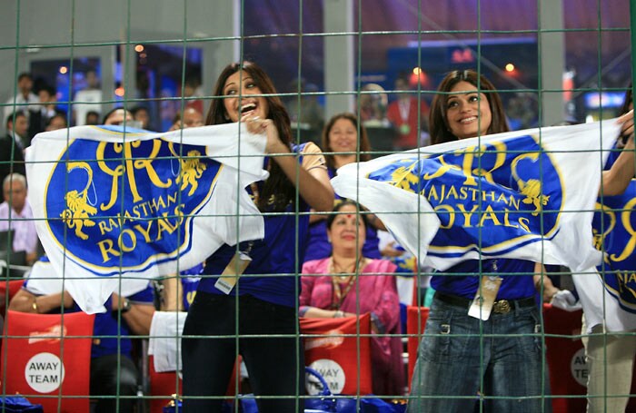 Shilpa & Shamita Shetty during the 2010 DLF Indian Premier League T20 group stage match between Delhi Daredevils and Rajasthan Royals played at Feroz Shah Kotla Stadium  (Photo: IPL2010/Getty Images)