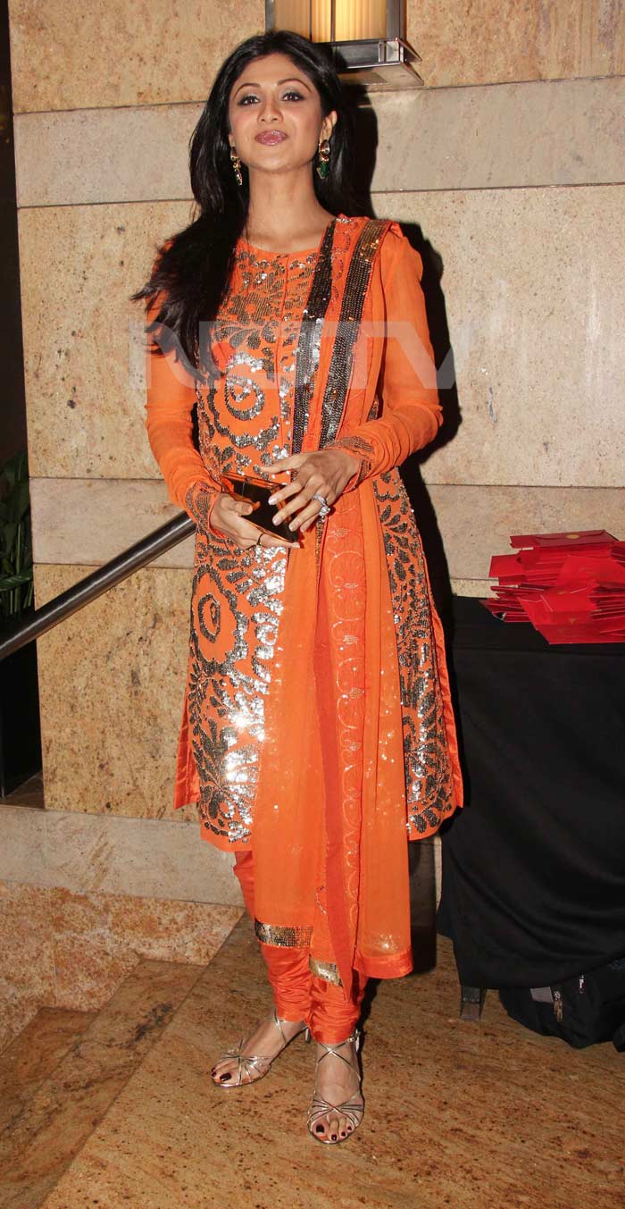 Shilpa Shetty-Kundra was  refreshing in this orange slim-fit suit.