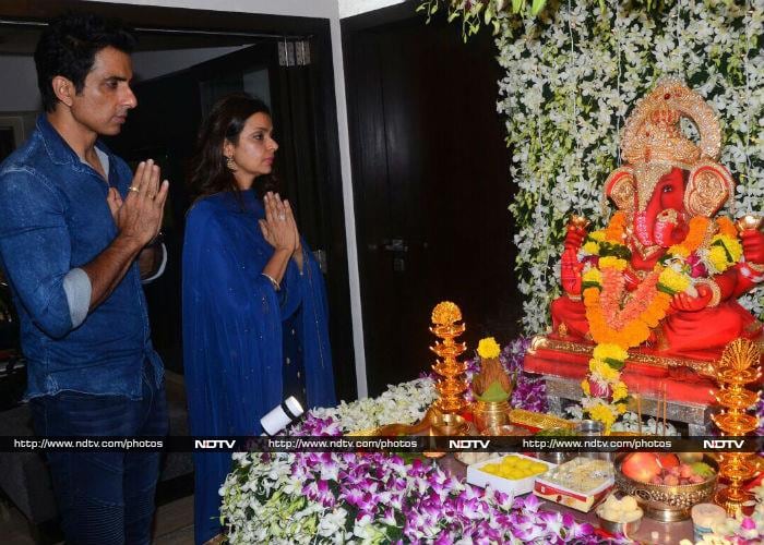 Ganesh Chaturthi celebration at Sonu Sood's home.