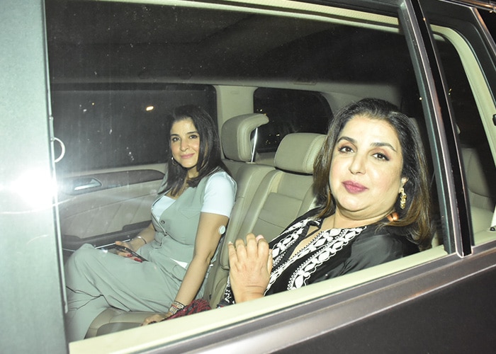 Farah Khan was snapped with Maheep Kapoor arriving at the party.