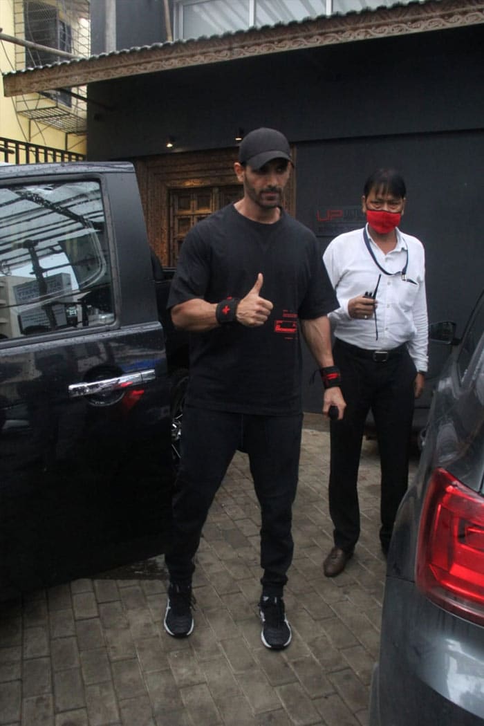 Actor John Abraham was also pictured outside his gym.