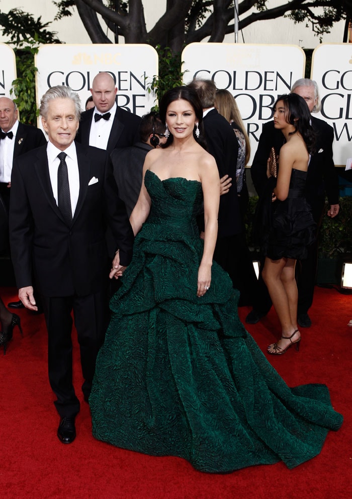 Michael Douglas arrives with his wife Catherine Zeta-Jones.