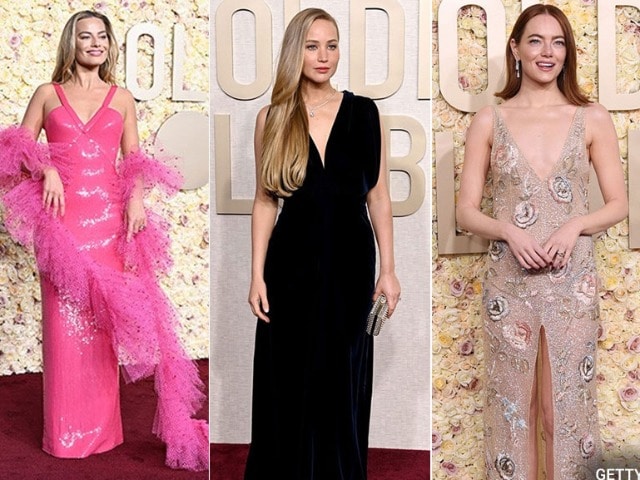 Photo : Golden Globes 2024: Margot Robbie, Jennifer Lawrence And Emma Stone's Red Carpet Glory