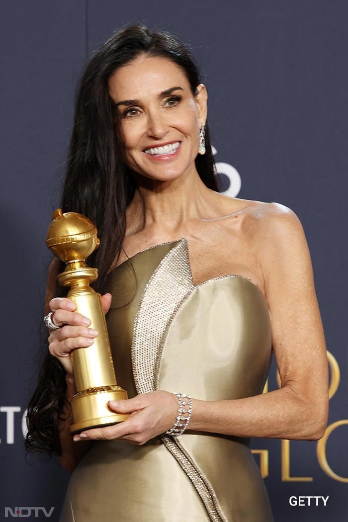 Demi Moore won the award for Best Female Actor in a film - musical or comedy for her performance in <i>The Substance</i>. This was her first Golden Globe win