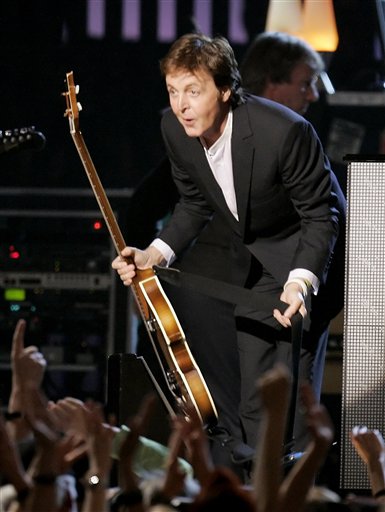 Paul McCartney performs at the 48th Annual Grammy Awards.