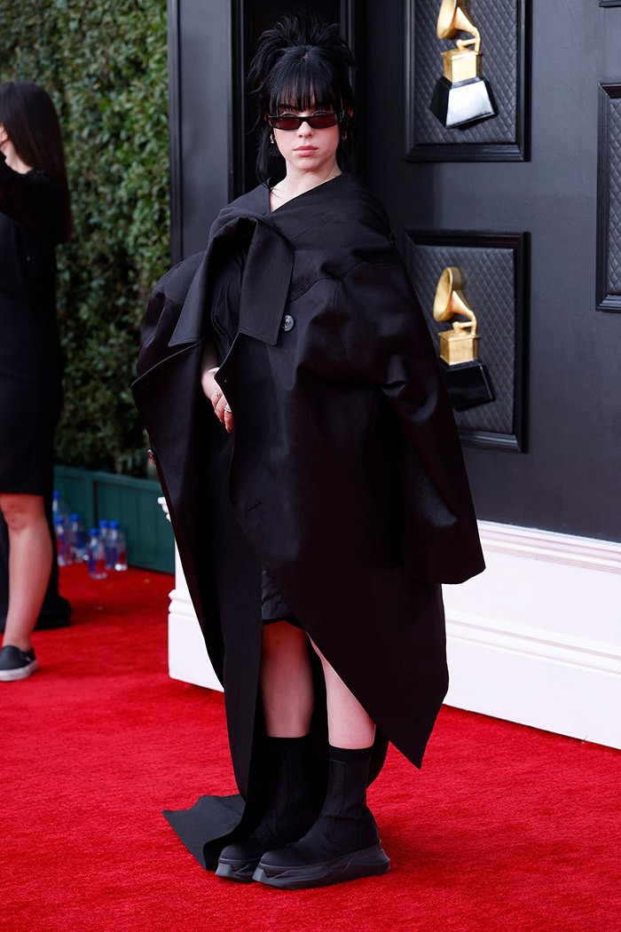 Billie Eilish wore a Gothic Rick Owens outfit in black, one of the colours she favours