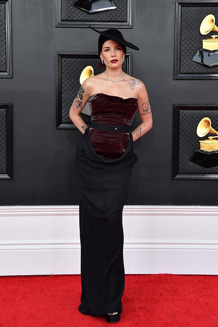 Halsey showed up in a Pressiat gown. She had endometriosis surgery a few days back