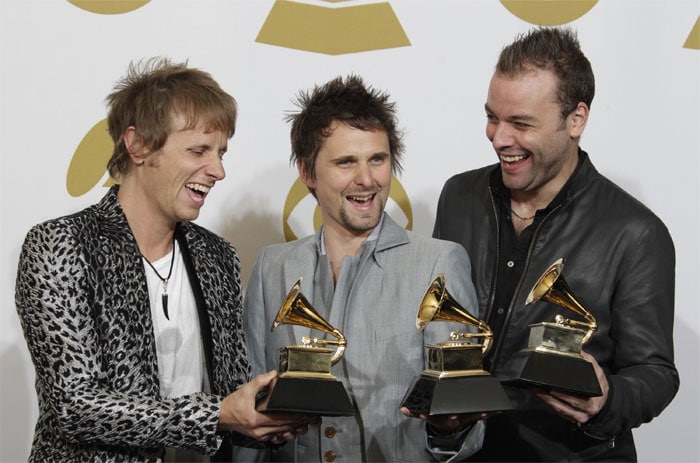 <i>The Resistance</i>: Muse - Best Rock Album<br><br>Seen here Muse, from left, Dominic Howard, Matthew Bellamy, and Christopher Wolstenholme are seen backstage with the award for best rock album at the 53rd annual Grammy Awards.