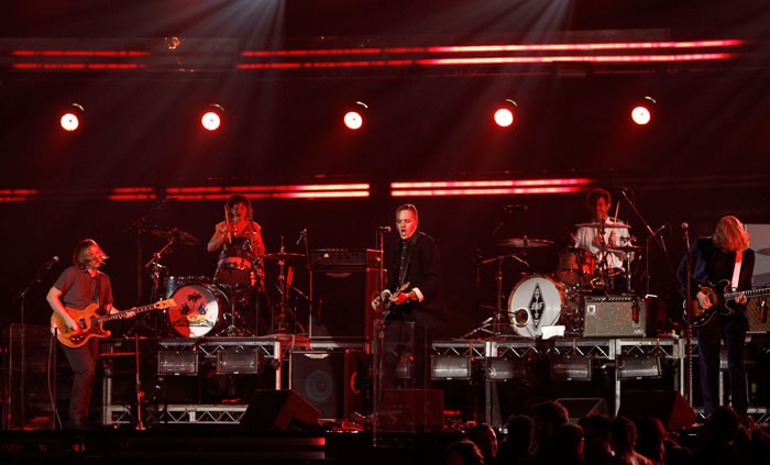 Arcade Fire perform at the 53rd annual Grammy Awards on Sunday, Feb. 13, 2011, in Los Angeles. (AP Photo/Matt Sayles)