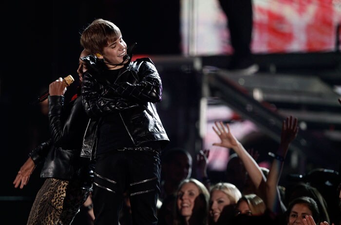 Justin Bieber performs at the 53rd annual Grammy Awards on Sunday, Feb. 13, 2011, in Los Angeles. (AP Photo/Matt Sayles)