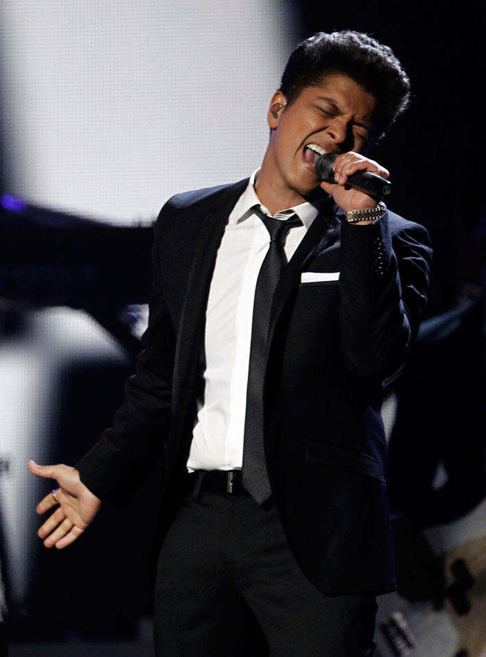 Bruno Mars performs at the 53rd annual Grammy Awards on Sunday, Feb. 13, 2011, in Los Angeles. (AP Photo/Matt Sayles)