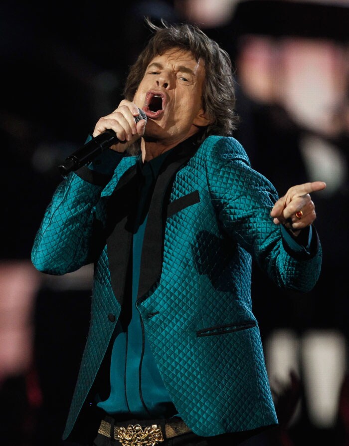 Mick Jagger performs at the 53rd annual Grammy Awards on Sunday, Feb. 13, 2011, in Los Angeles. (AP Photo/Matt Sayles)