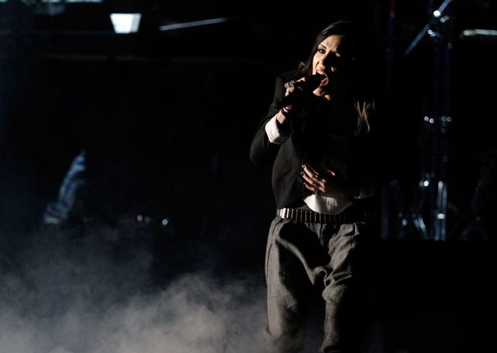 Skylar Grey performs onstage at the 53rd annual Grammy Awards on Sunday, Feb. 13, 2011, in Los Angeles. (AP Photo/Matt Sayles)