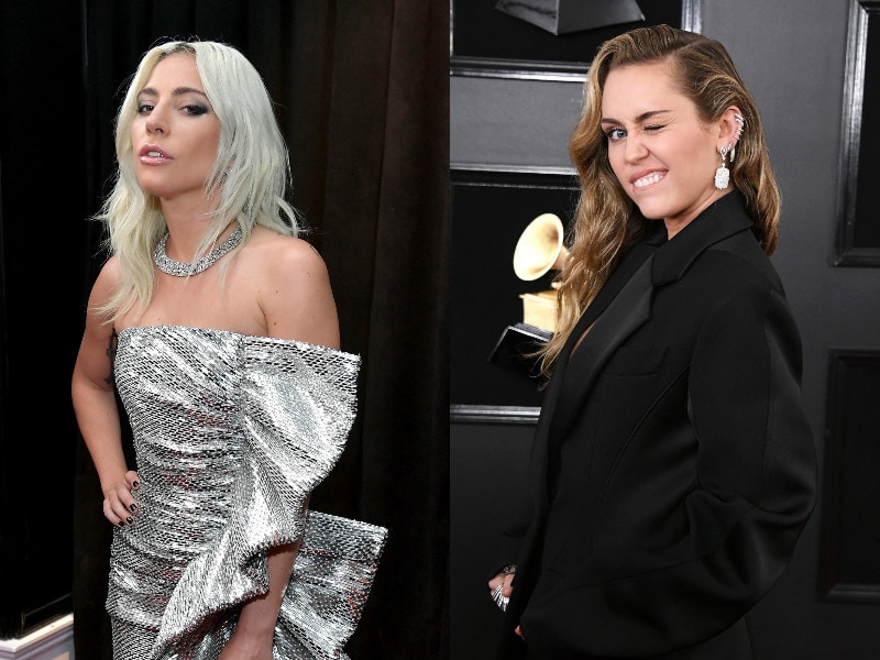 Photo : Grammys 2019 Red Carpet On Fire, Courtesy Lady Gaga, Miley Cyrus
