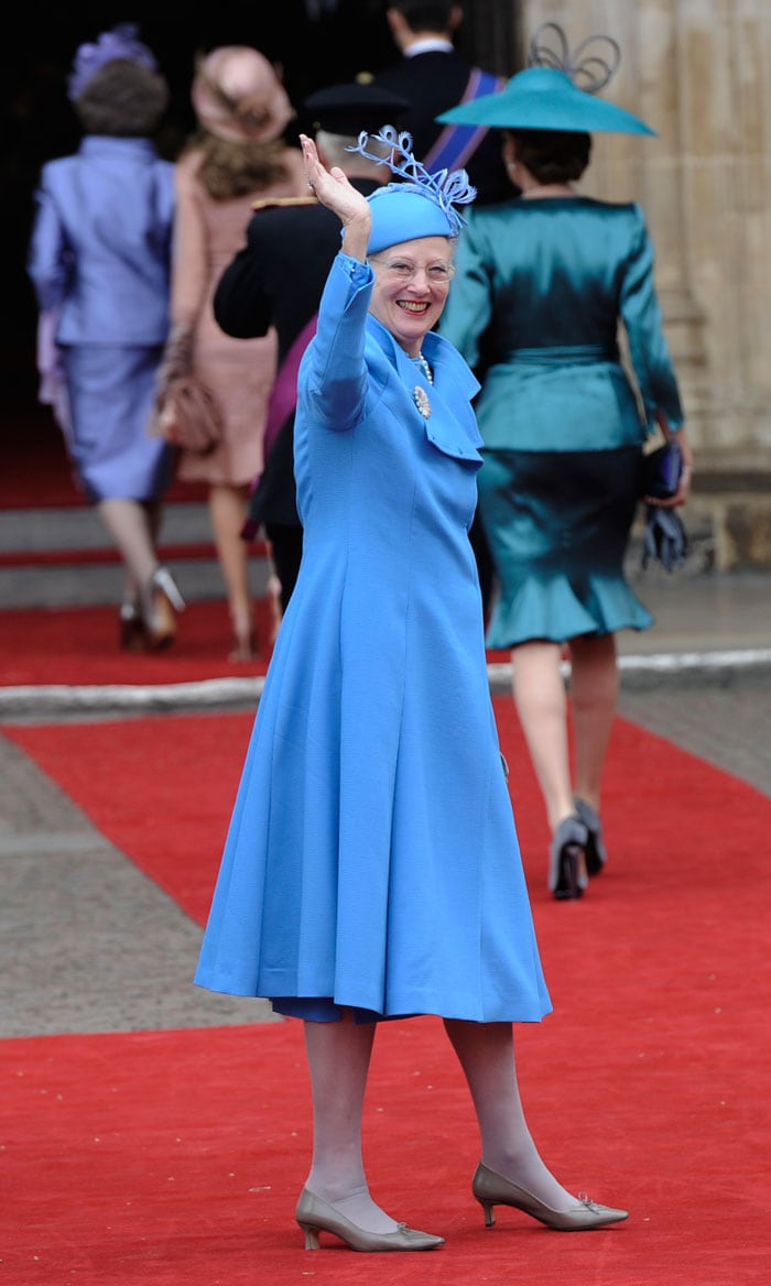 Denmark's Queen Margrethe arrives at Westminster Abbey for the Royal Wedding. (Photo: AP)