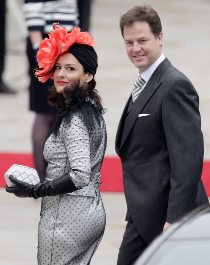 Britain's Deputy Prime Minister Nick Clegg, and his wife Miriam, who's outfit has been the subject of much discussion. (Photo: AP)