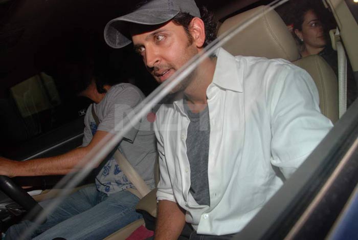 Hrithik Roshan arrives for the screening.